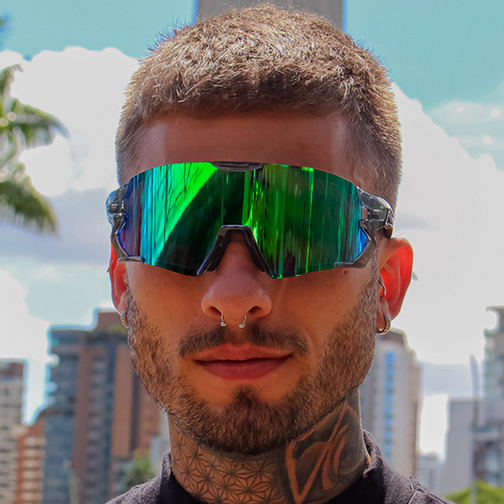 Gafas de sol Ekko Gris Transparente con Verde Camaleón Espejado (Unisex)