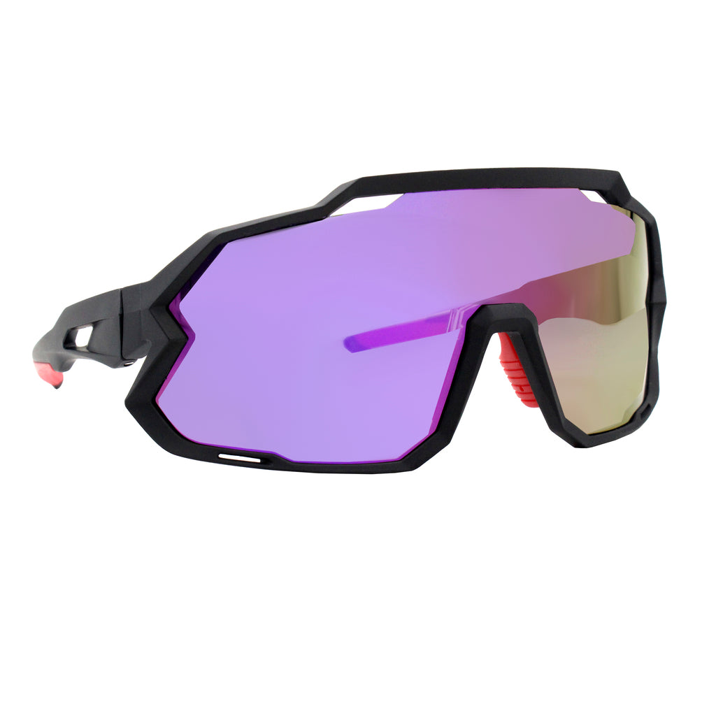 Gafas de Sol Pulse Negro con Morado Espejado (Unisex)