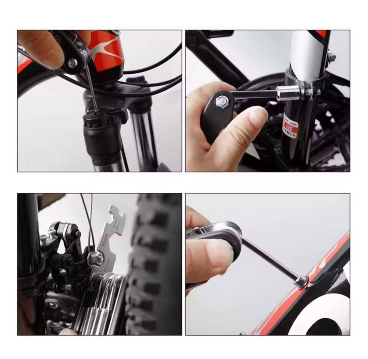 Kit de herramientas para ciclismo + bolsa multifuncional y llaves