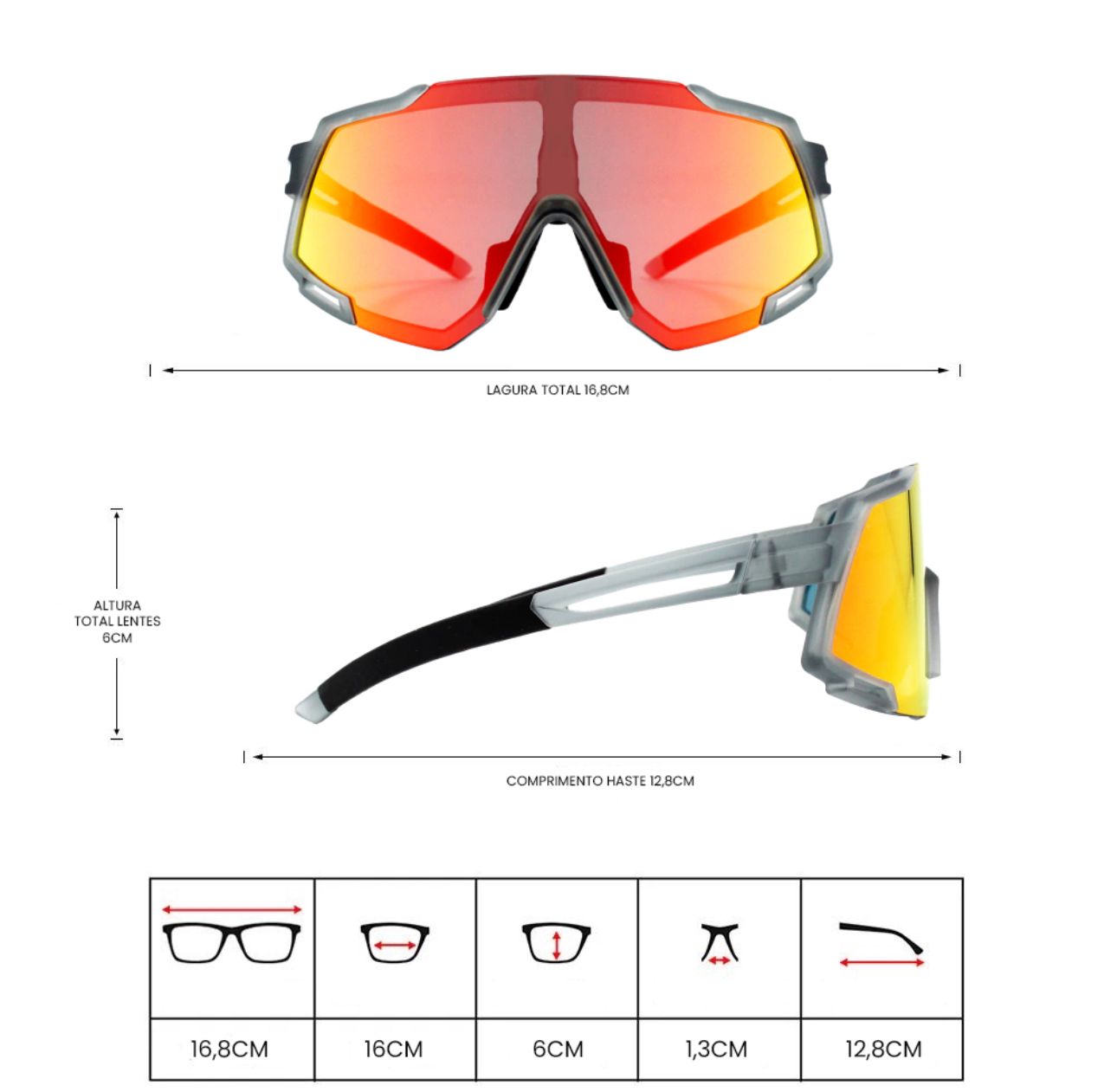 Gafas de Sol Active Gris Transparente con Fire Espejado (Unisex)