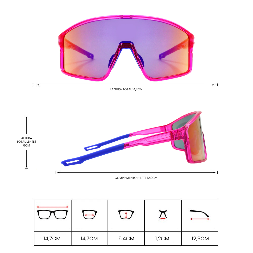 Gafas de sol Dynamic Rosa con morado espejado (Unisex)