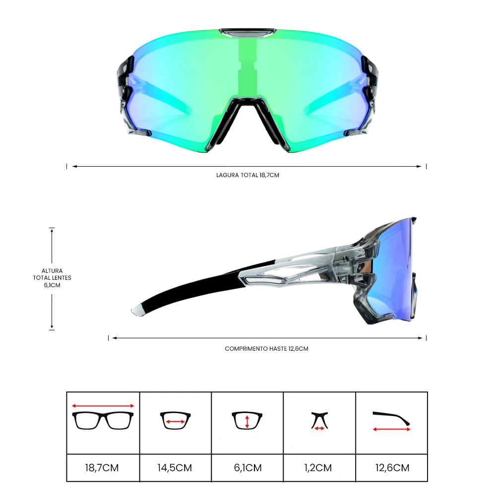Gafas de sol Ekko Gris Transparente con Verde Camaleón Espejado (Unisex)