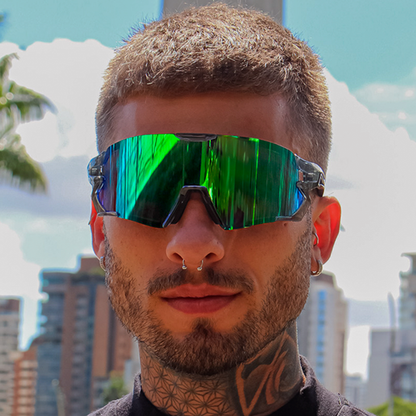 Gafas de sol Ekko Gris Transparente con Verde Camaleón Espejado (Unisex)