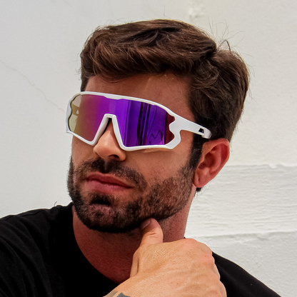 Gafas de sol Fusion Blanco con violeta espejado (Unisex)