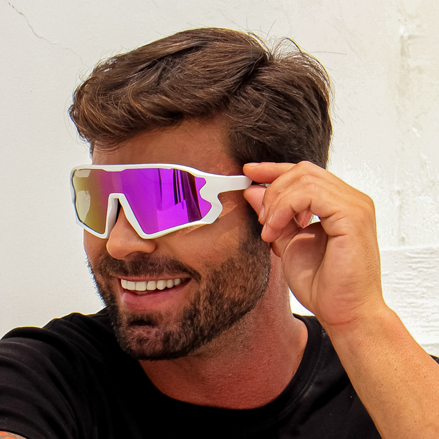 Gafas de sol Fusion Blanco con violeta espejado (Unisex)