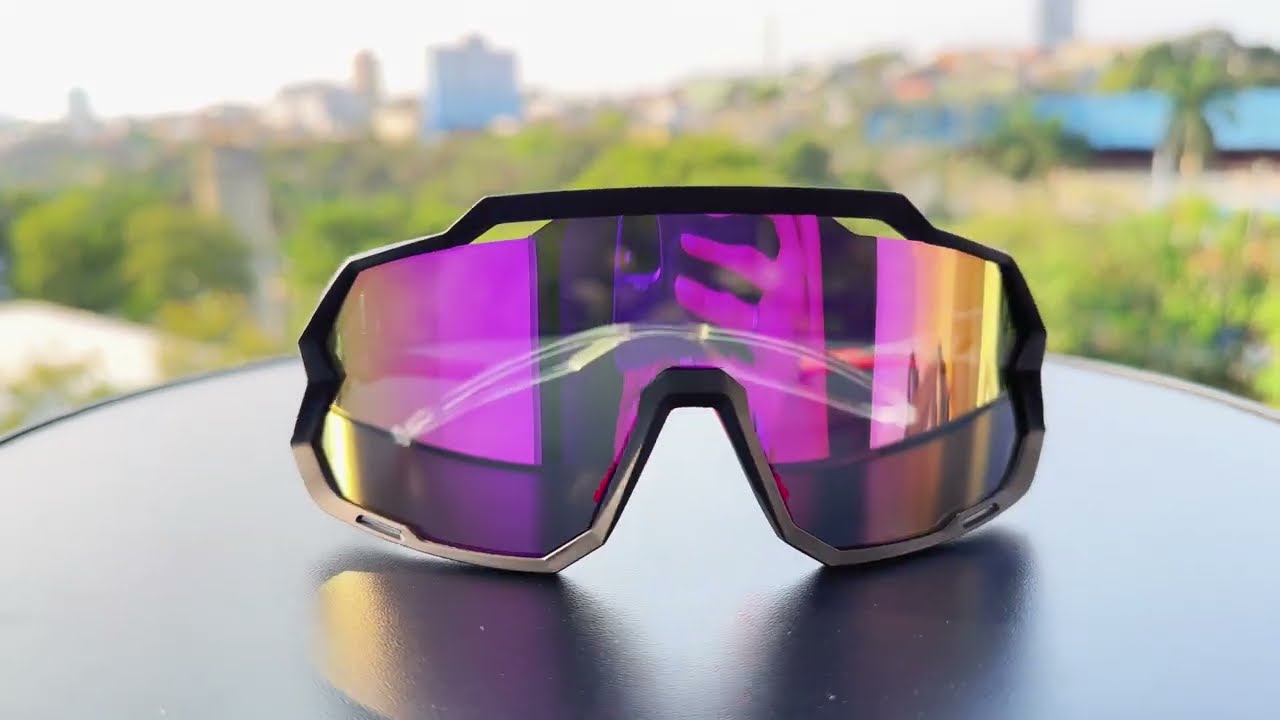 Gafas de Sol Pulse Negro con Morado Espejado (Unisex)