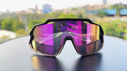 Gafas de Sol Pulse Negro con Morado Espejado (Unisex)